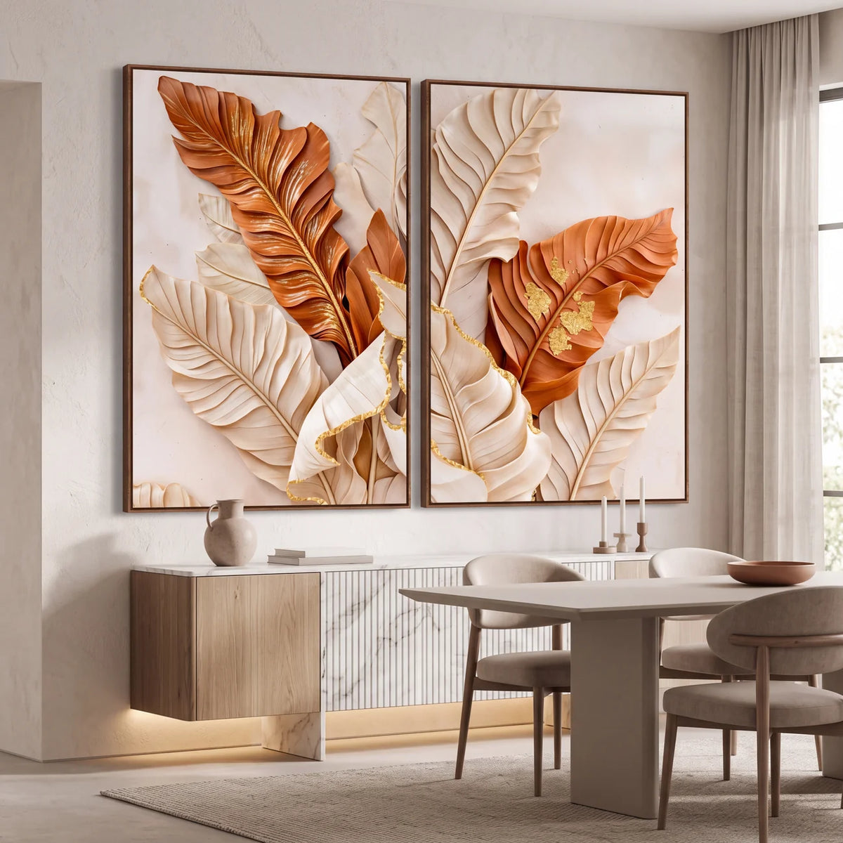 Quadro Decorativo Folhas de Bananeira Canela