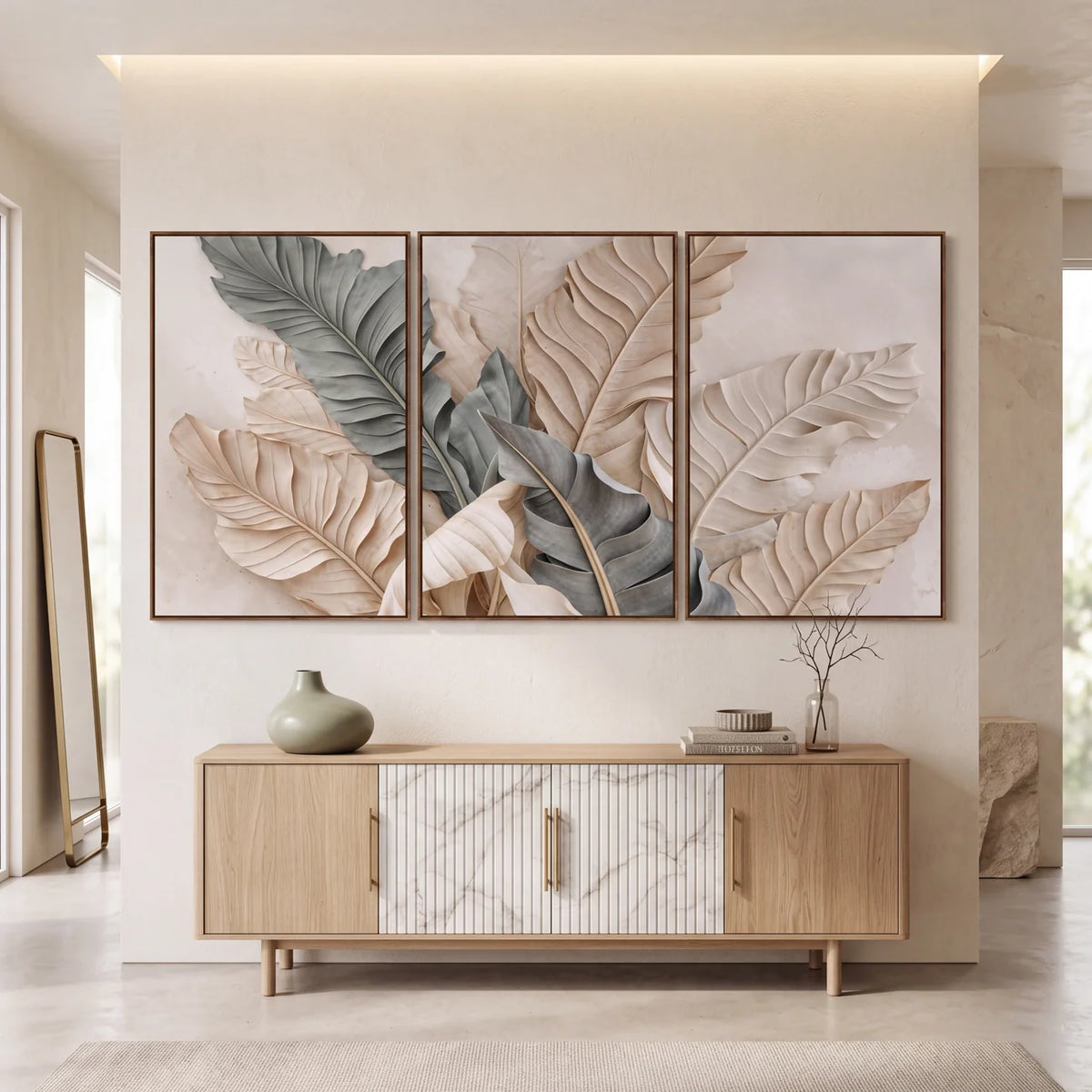 Quadro Decorativo Folhas de Bananeira Sálvia