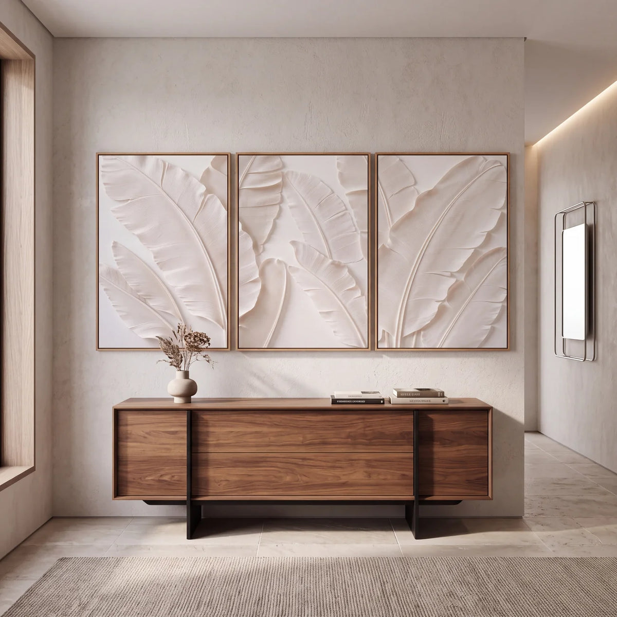Quadro Decorativo Folhas de Bananeira em Relevo
