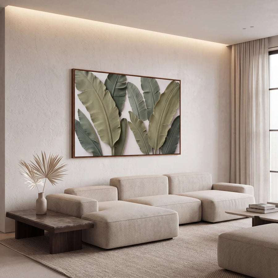 Quadro Decorativo Folhas de Bananeira Verde