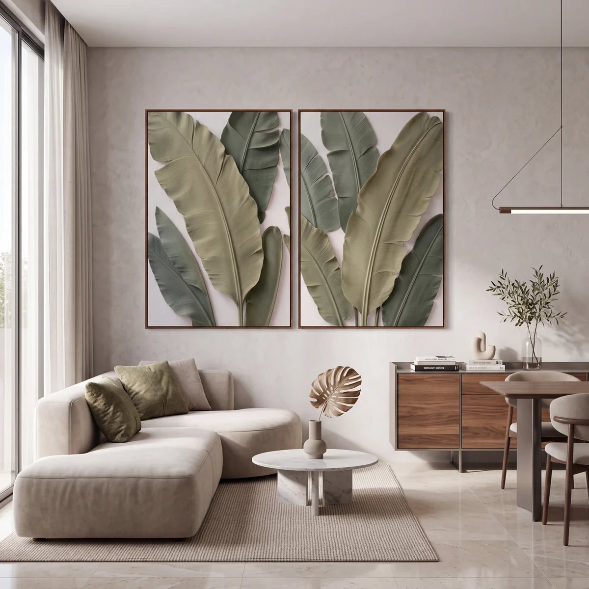 Quadro Decorativo Folhas de Bananeira Verde