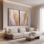 Quadro Decorativo Folhas de Bananeira Douradas