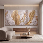 Quadro Decorativo Folhas de Bananeira Douradas