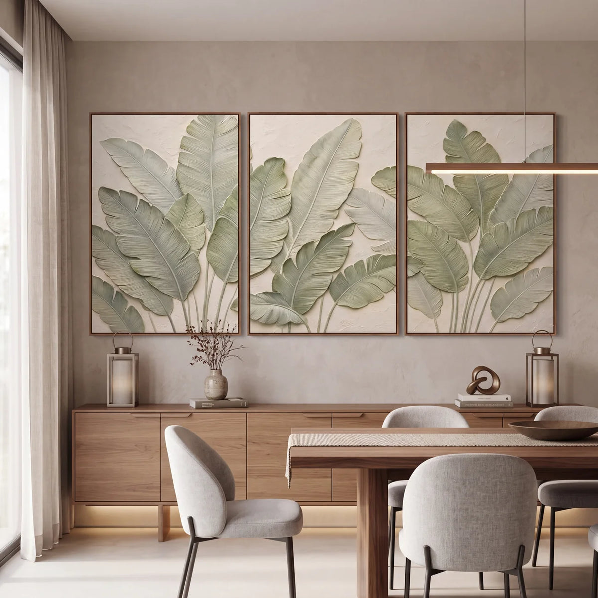 Quadro Decorativo Folhas de Bananeira Oliva