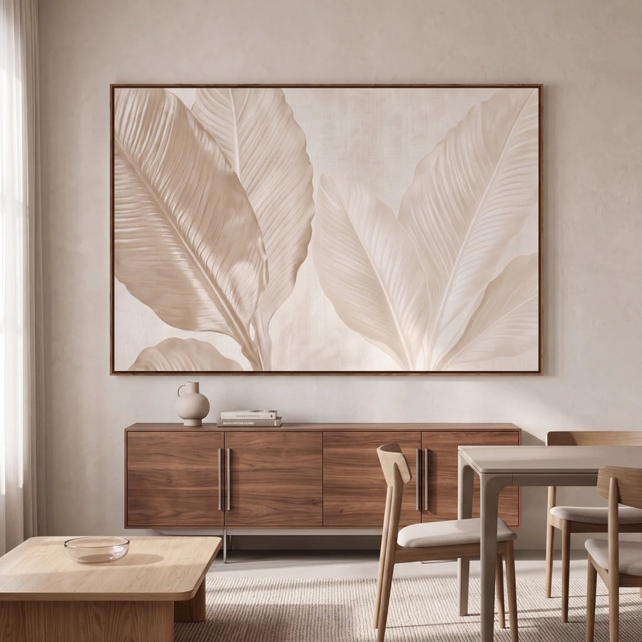 Quadro Decorativo Folhas de Bananeira Linho