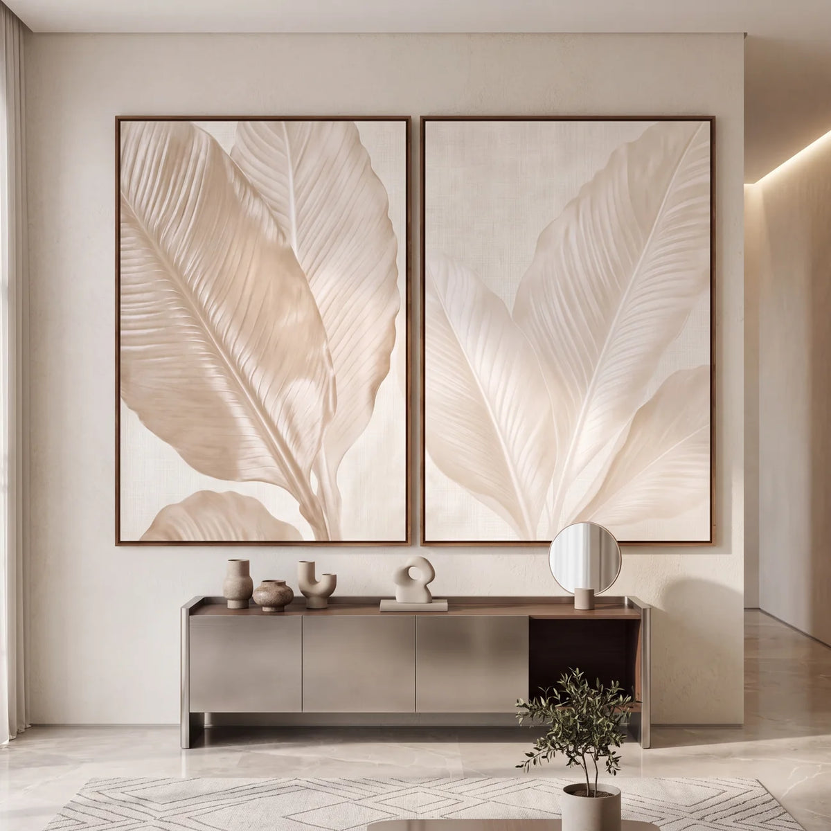 Quadro Decorativo Folhas de Bananeira Linho