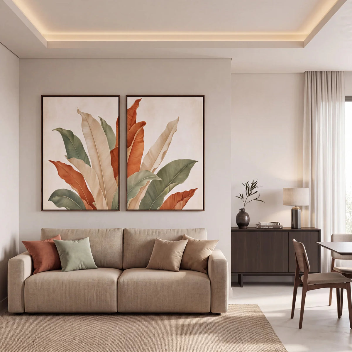 Quadro Decorativo Folhas de Bananeira Pôr do Sol