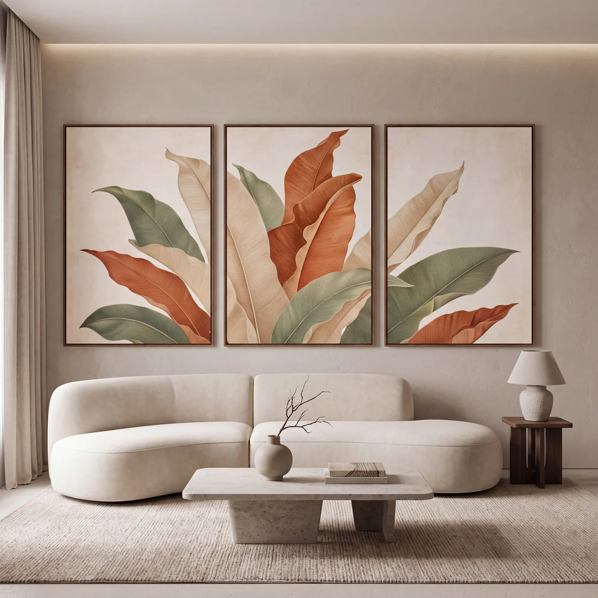 Quadro Decorativo Folhas de Bananeira Pôr do Sol