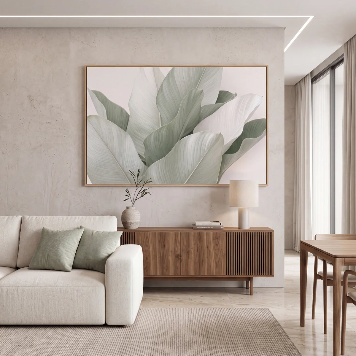 Quadro Decorativo Folhas de Bananeira Névoa Verde