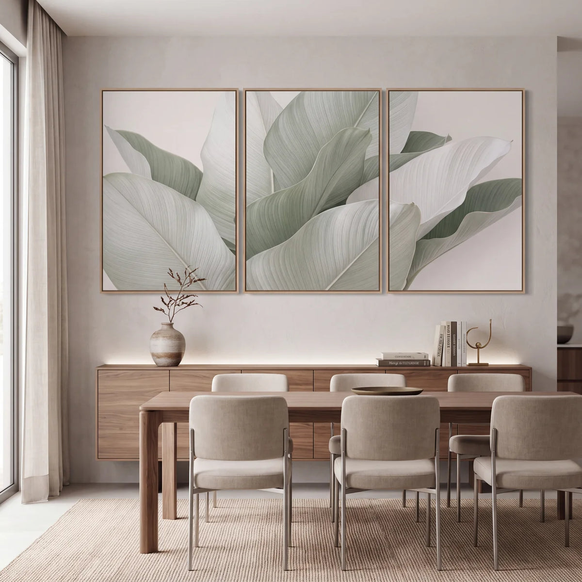 Quadro Decorativo Folhas de Bananeira Névoa Verde