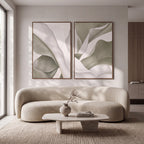Quadro Decorativo Folhas de Bananeira Sálvia e Marfim