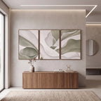 Quadro Decorativo Folhas de Bananeira Sálvia e Marfim