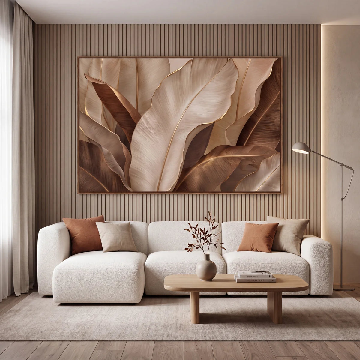 Quadro Decorativo Folhas de Bananeira Caramelo