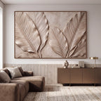 Quadro Decorativo Folhas de Bananeira Textura de Linho