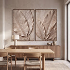 Quadro Decorativo Folhas de Bananeira Textura de Linho