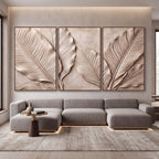 Quadro Decorativo Folhas de Bananeira Textura de Linho