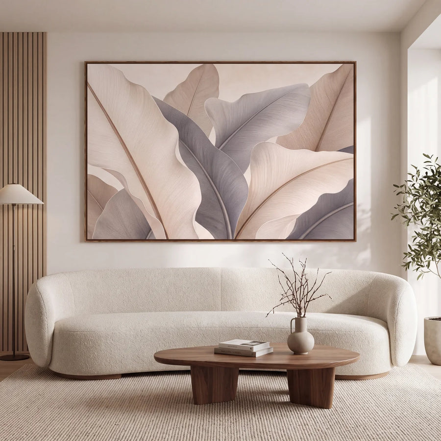 Quadro Decorativo Folhas de Bananeira Névoa