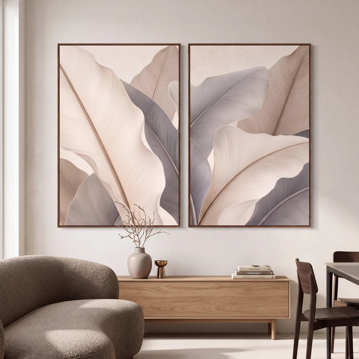 Quadro Decorativo Folhas de Bananeira Névoa