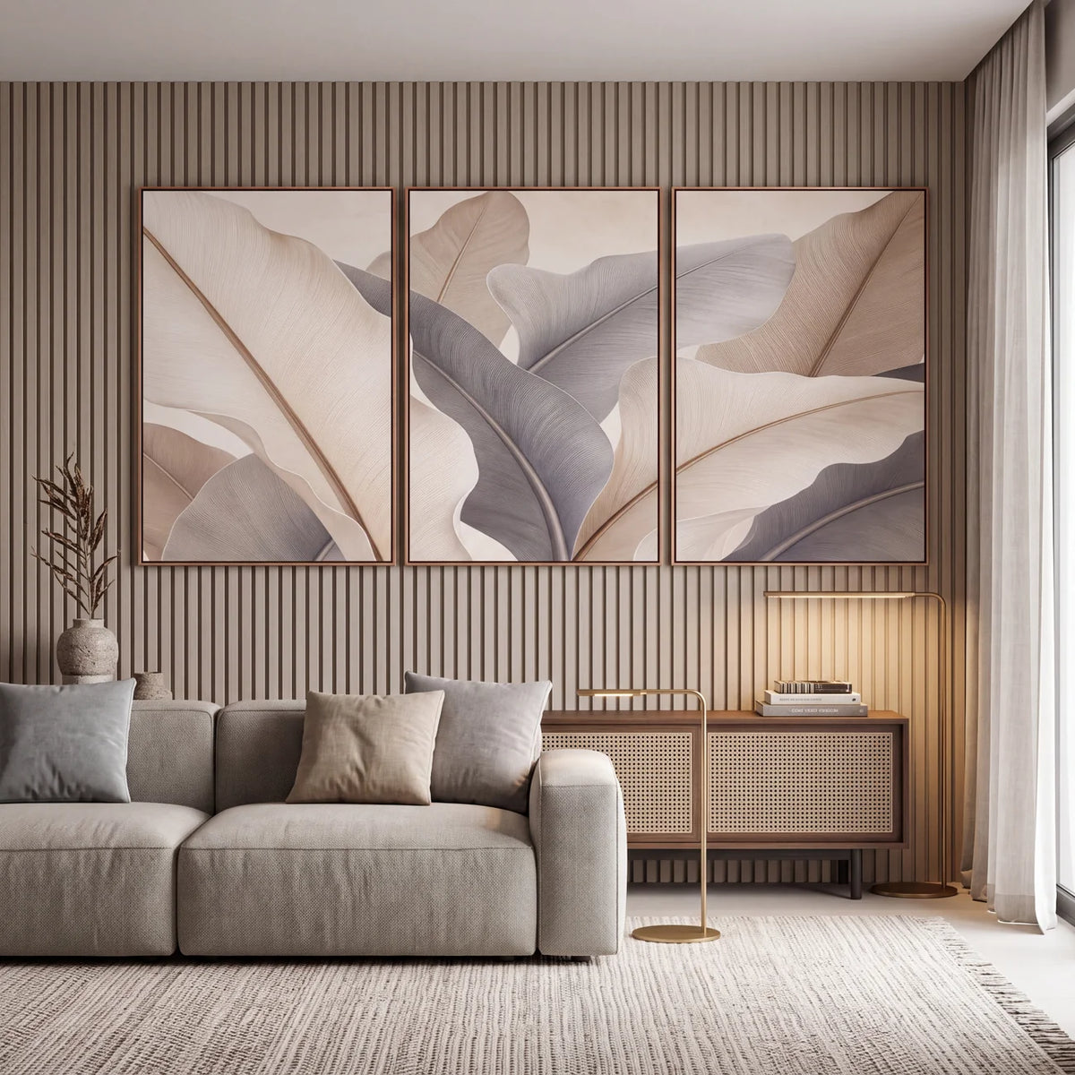 Quadro Decorativo Folhas de Bananeira Névoa