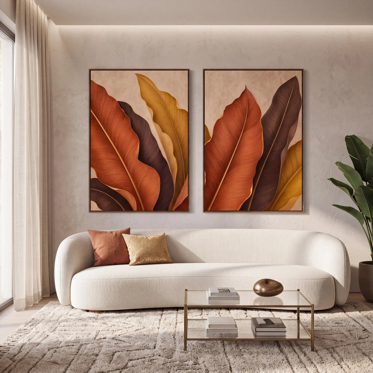 Quadro Decorativo Folhas de Bananeira Outono