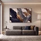 Quadro Decorativo Folhas de Bananeira Azul Noturno