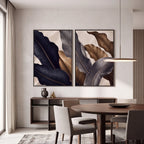 Quadro Decorativo Folhas de Bananeira Azul Noturno