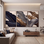 Quadro Decorativo Folhas de Bananeira Azul Noturno