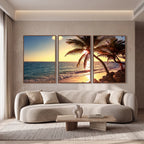 Quadro Decorativo Coqueiros ao Pôr do Sol